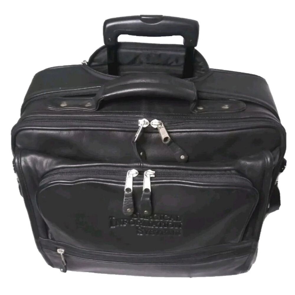 Canyon Outback Leather Rolling Laptop Briefcase Carry On~Surgical Info Sys. Logo